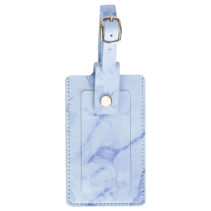 PU Leather Luggage Tag Name ID Blue